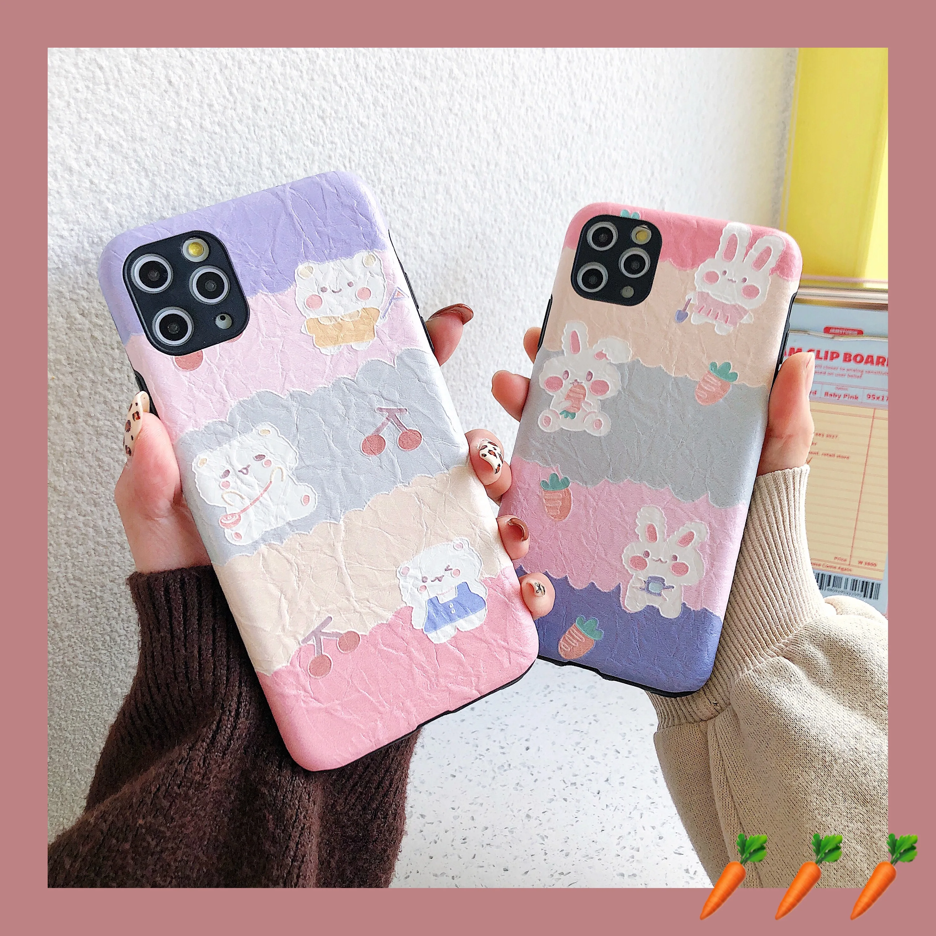 

Fold-Rainbow Bunny, Rainbow Bear is suitable for iphone11ProMax mobile phone case 7 / 8plus x xsmax xr protective cover