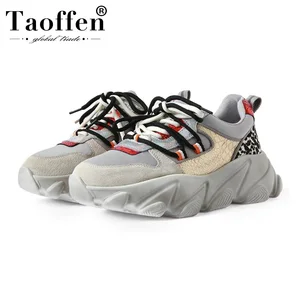 taoffen 2020 ins hot sale new arrival leopard sneakers thick bottom fashion daily outdoor brand shoes women footwear size 35 42 free global shipping