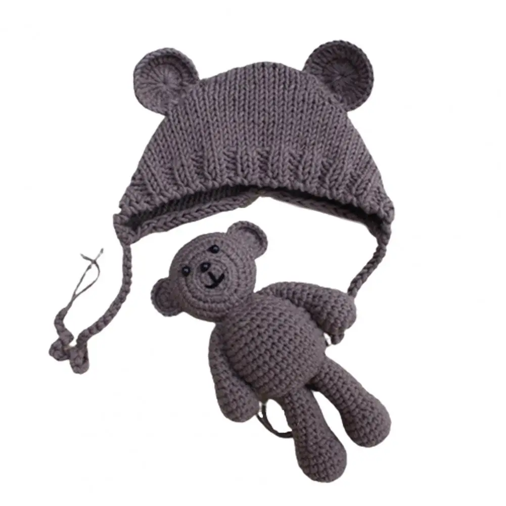 Sombrero de oso conejito para beb&eacute;, gorro infantil c&aacute;lido a la moda, accesorio de fotograf&iacute;a para reci&eacute;n nacidos, accesorios de fotograf&iacute;a para reci&eacute;n nacidos, regalos para beb&eacute;s-0