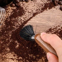 walnut coffee grinder clean brush with natural bristles lanyard coffee machine brush cleaner tool barista home kitchen supplies