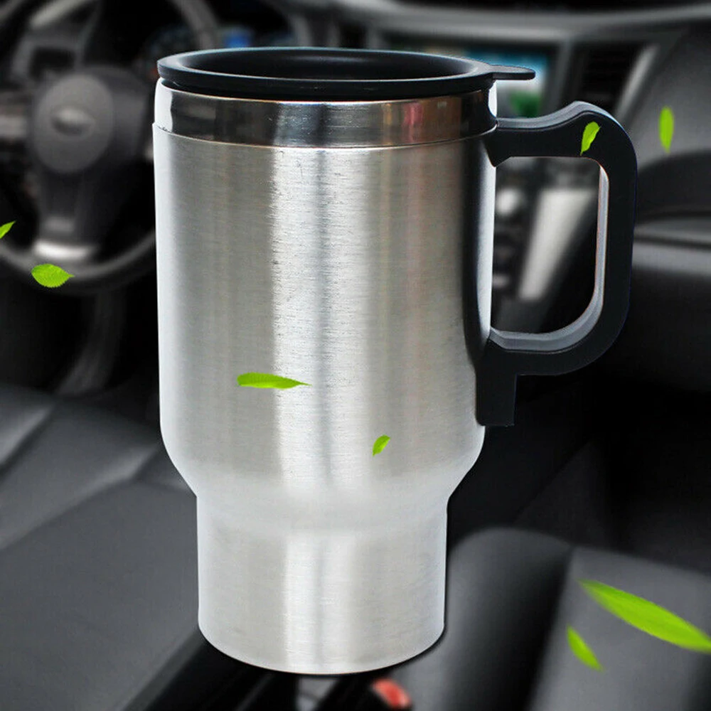 

Car Mug Water Heater Stainless Steel Heated Kettle 450ml Lighter Cable