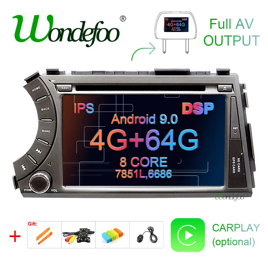 DSP AV выход Android 9,0 4G 64G Автомобильный gps радио для Ssang yong Ssangyong Actyon Kyron DVD плеер навигация ips экран стерео ПК