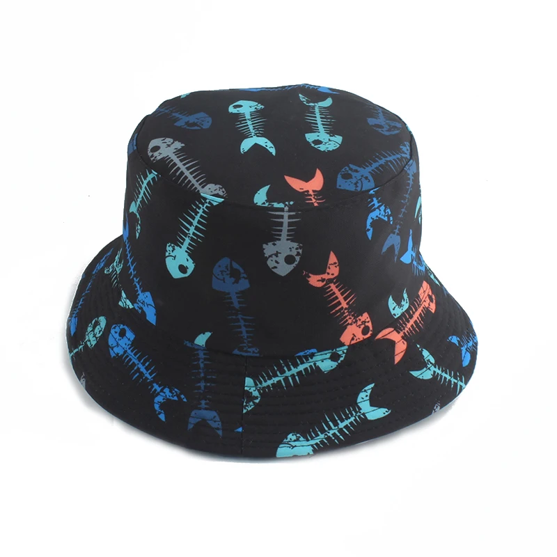 

2020 New Funny Anime Cartoon Bucket Hat Reversible Sun Hats Unisex Street Hip Hop Flat Cap Fishing Bob Hat