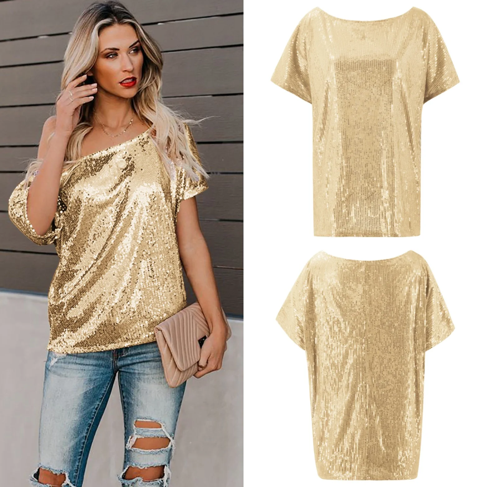 

Night Queen Glitter Sexy Tops Retro Sequined Loose Style Nailed Fringed Shirts High-end Banquet Cosplay Costumes