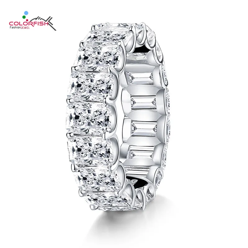 Женское кольцо с искусственным бриллиантом COLORFISH 925 пробы серебро 9 карат 6x4 мм |