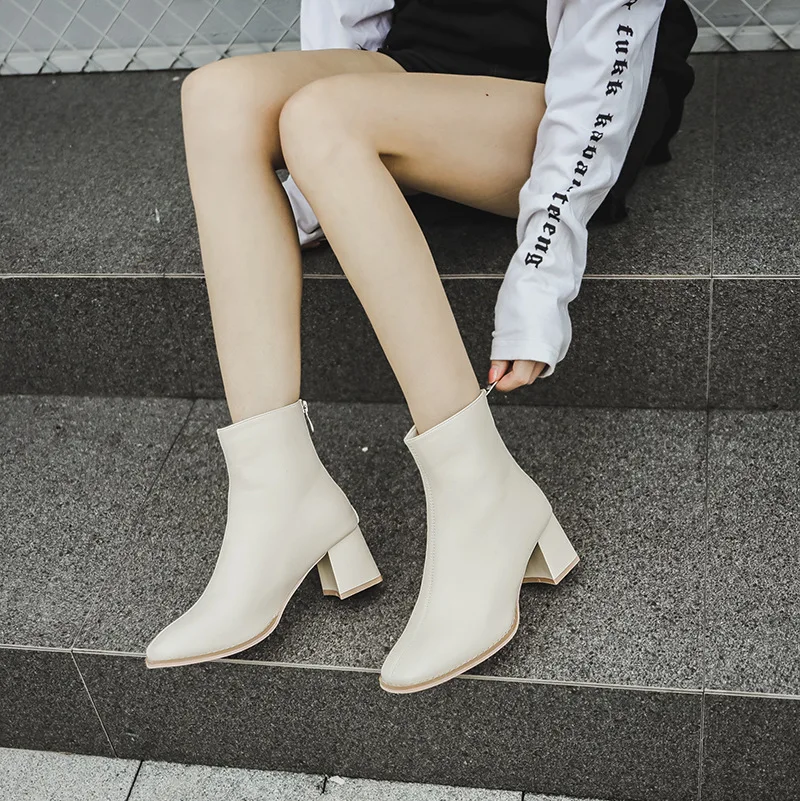 

Женские ботильоны с острым носком, черные или Бежевые ботинки на танкетке, размеры 34-40, Осень-зима 2021