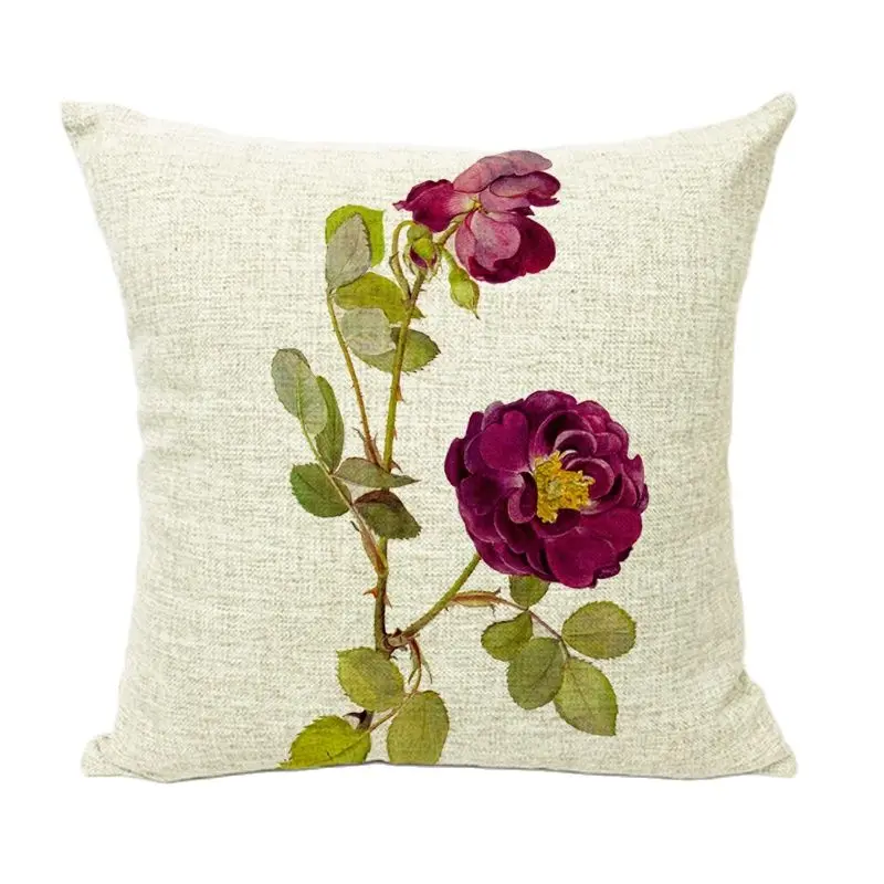 Красивые растения романтическая Роза Печать Подушка Набор Хлопок Лен цветок