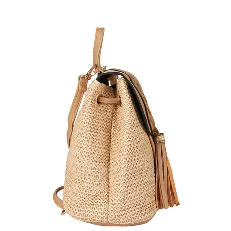 

Women Fashion Straw Backpacks Rattan Shoulder Bags Girl bucket bag Hand Weave bag School Bags Casual Summer Beach Handbags Totes