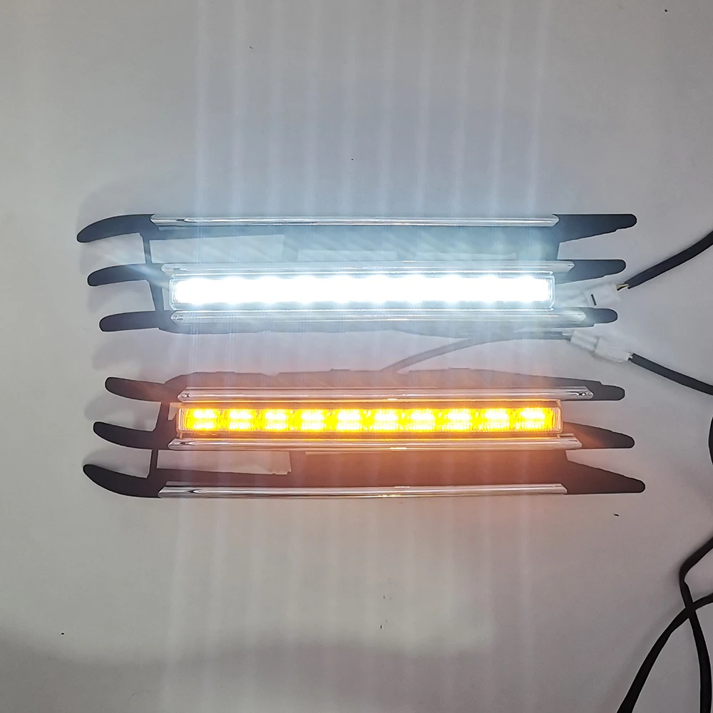 

Сигнал поворота для автомобиля, 2 шт., желтые Автомобильные светодиодные дневные ходовые огни, противотуманные фары DRL 12 В для Volkswagen Touareg 2011 2012 2013 2014 2015