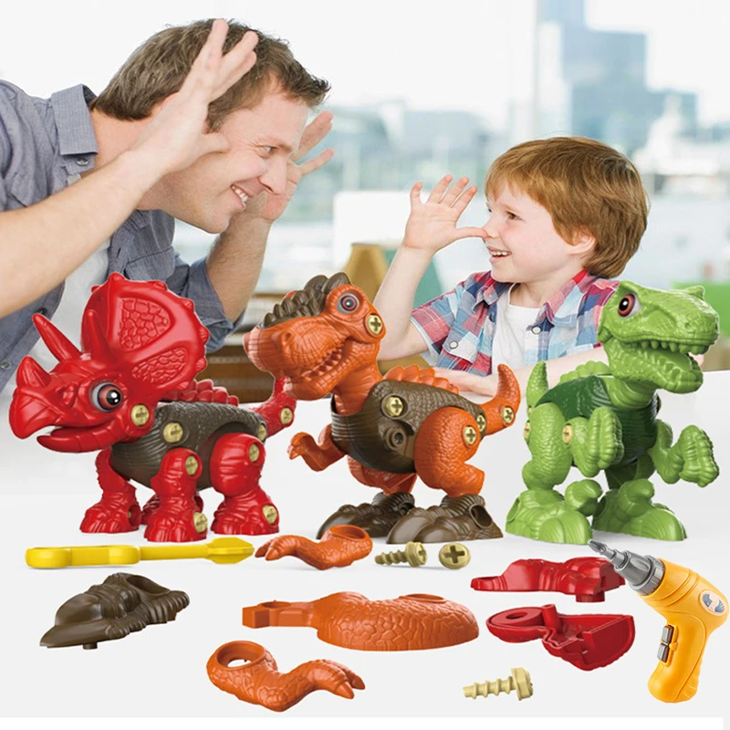 Taladro el&eacute;ctrico Montessori 3D creativo para ni&ntilde;os, juguetes de dinosaurios, bricolaje, juguetes de bloques de construcci&oacute;n, regalos para ni&ntilde;os y ni&ntilde;as-5