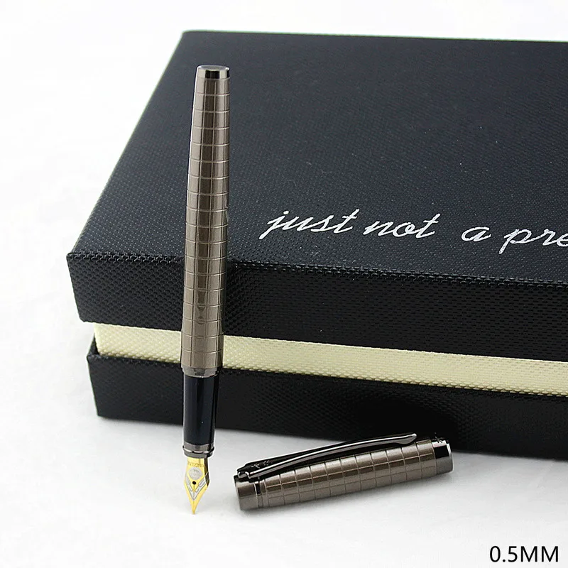 

luxury Classic Metal gray lattice Metal Pen 0.5mm Nib Steel Ink Pens for Gift Office Supplies School Supplies Fountain Pen
