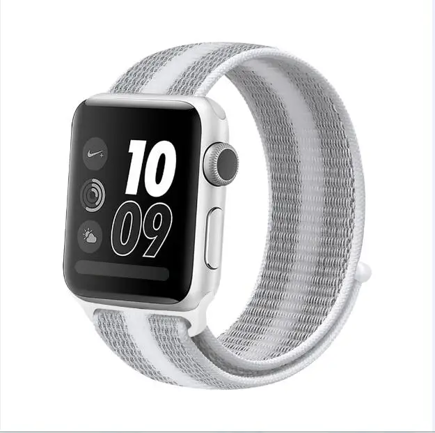 stripe white Тканый нейлоновый ремешок для часов Apple Watch ремешок 40 мм 44 мм 38 мм 42 мм мягкая Спортивная петля для iWatch 5 4 3 2 1 дышащий ремешок - Цвет ремешка: stripe white