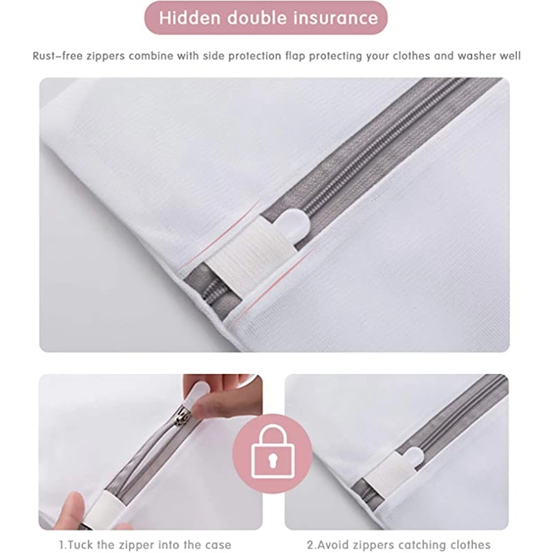 

4 Pack Laundry Mesh Bag,Heavy Duty Fine Mesh Wash Bag for Washing Machine-Supper Zipper Net Laundry Bag for Sweater