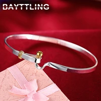 bayttling silver color simple golden hook round opening bangle for woman fashionable high quality jewelry wedding gift
