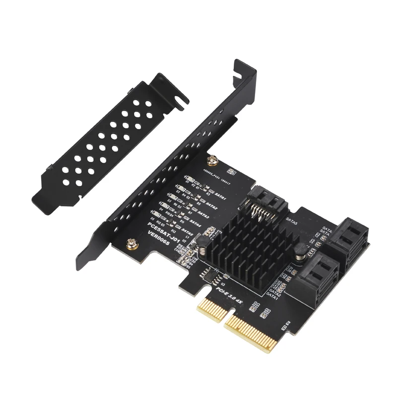 

Add On Cards PCI-E SATA PCI Express SATA 3 Controller PCIE SATA HUB 5 Port SATA3 6Gbps Adapter + Low Profile Bracket for Desktop