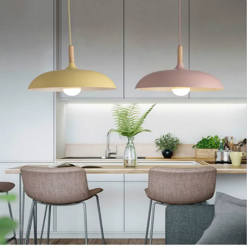 Мгновенной проявки Macaroon Ретро алюминиевая Подвесная лампа для офиса подвесной