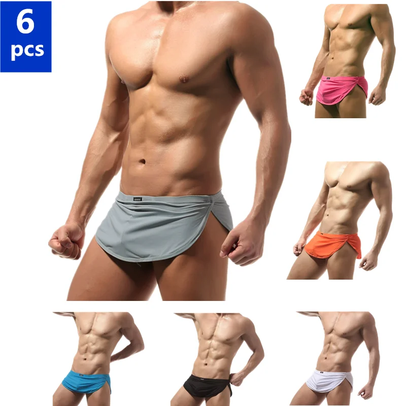 

6PCS Men's arrow boxers shorts mens underwear Lined boxers sexy gay underpants inside double d exposed men anti-emptied panties