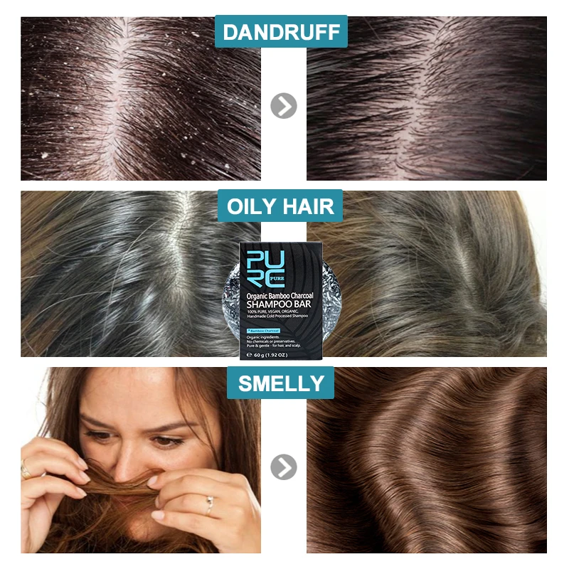 Bamboo Charcoal Detoxifying Foaming Solid Bar Black White Color Hair Treatment Oil Soap Shampoo Darkening Shampoo for Gray Hair