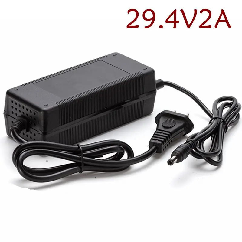 24V Charger Output 29.4V 2A Electric Bike Lithium battery Charger 7S 24V 10AH 15AH 20AH Charger DC 5.5*2.1 Port