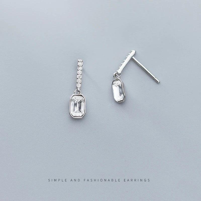 COLUSIWE 925 стерлингового серебра роскошный изумрудная огранка серьги со шпилькой