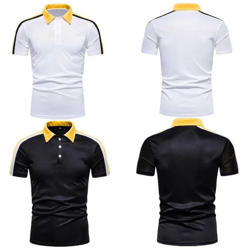 

Высококачественная Мужская рубашка-поло 2021, мужская повседневная Однотонная рубашка-поло с коротким рукавом