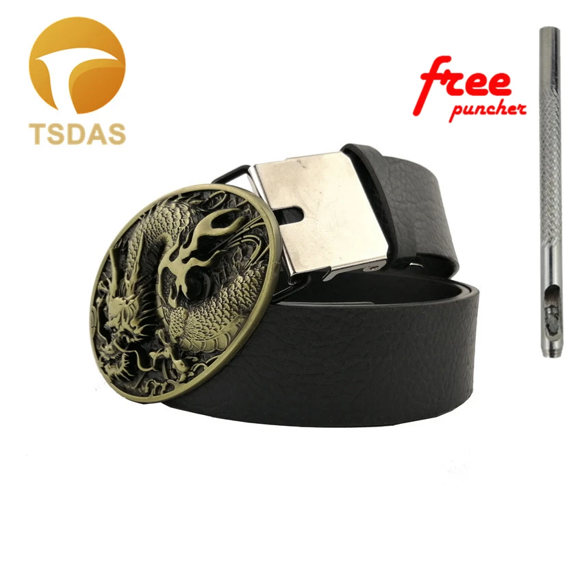 Мужская пряжка для ремня из твердой латуни с 3d-драконом металлической ковбойской