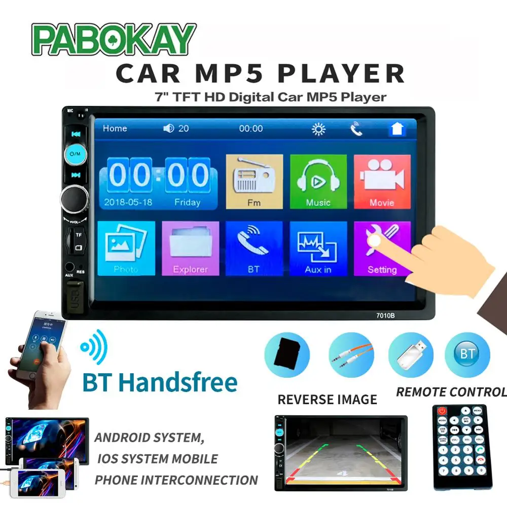 2din автомобильный Радио Мультимедиа Стерео FM USB AUX Bluetooth Авто 7010B MP5 плеер Зеркало