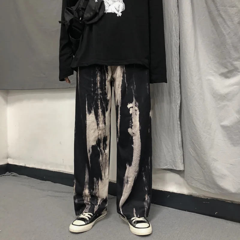 Lychee Harajuku яркое женское нижнее брюки прямые ноги свободные осенние женские брюки эластичный пояс широкие брюки женские брюки