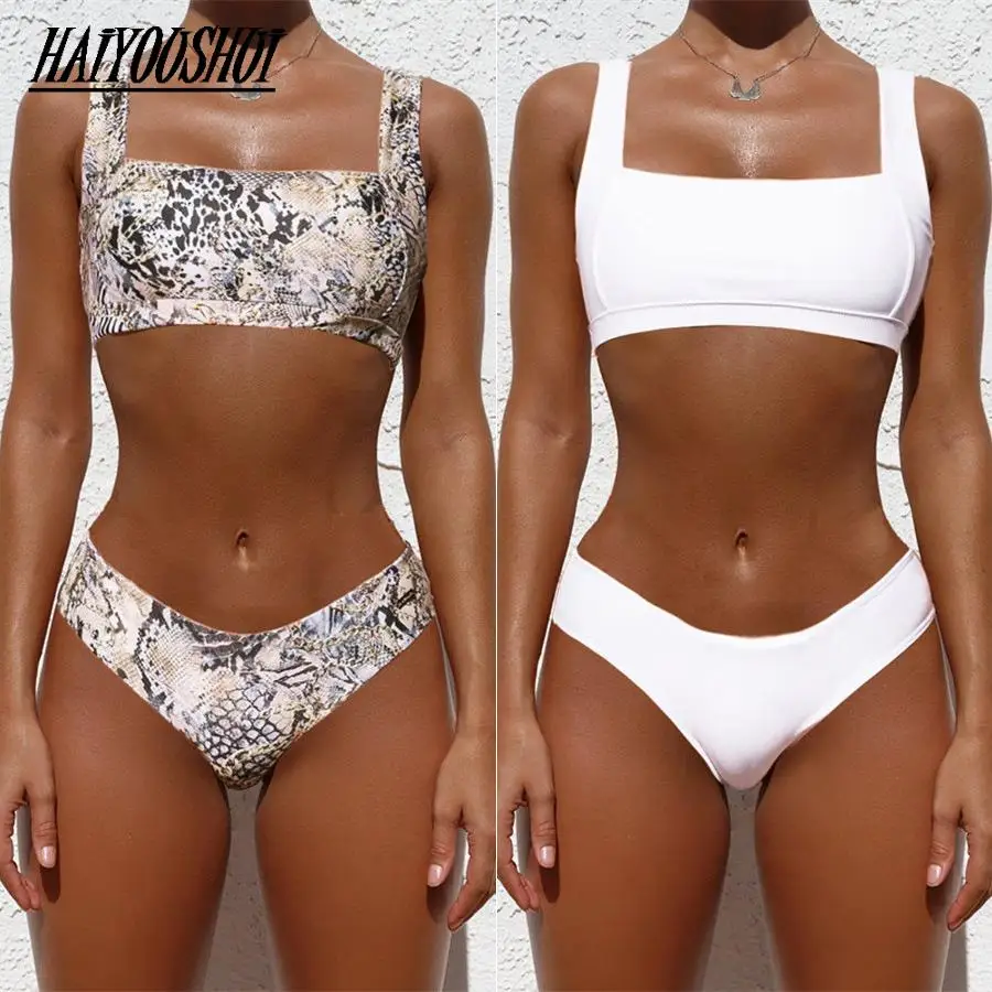 Женское бикини под змеиную кожу женская одежда для плавания леопардовые