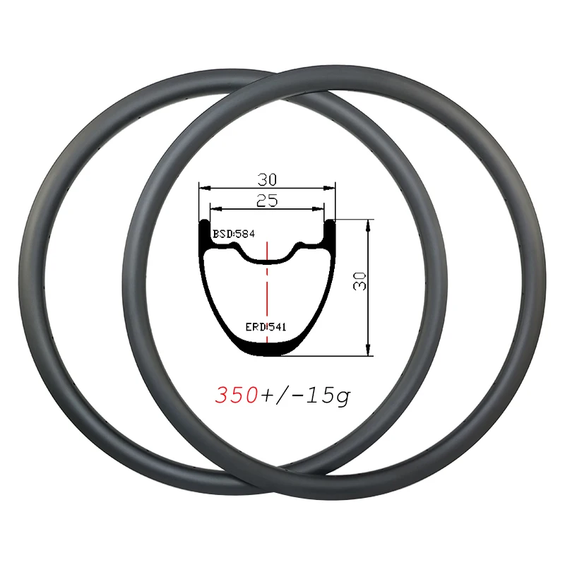 

350g 30mm width 650B MTB carbon rims XC disc clincher tubeless 30mm deep UD 3K 12K 24H 28H 32H 36H 27.5er carbon mountain wheels