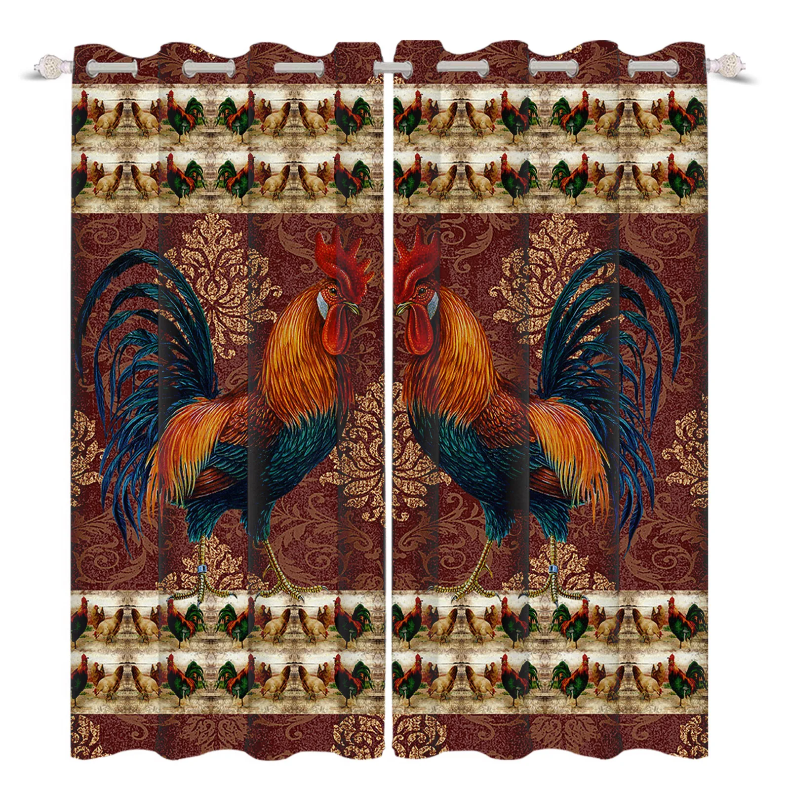 

Adult Bedroom Living Room Curtain Vintage Cock Chicken Damask Window Curtain Adult Bedroom Living Room Drapes Cortinas