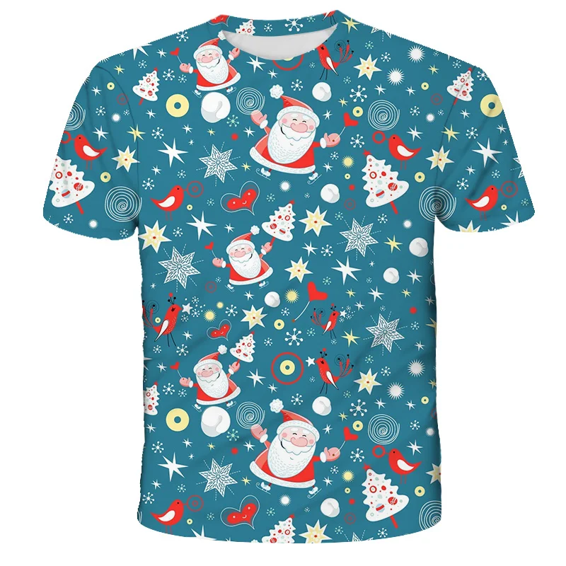 

Christmas Animal Cat Toddler T-shirts Santa Claus Kids Casual Cartoons Snowman Party Tree Summer Short Sleeve Costume Coat Tops