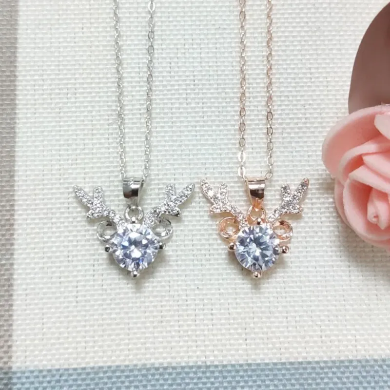 

Fashion 925 Silver Clavicle Pendants Necklaces For Women Sparkling Zircon Necklace Pendant Rose Gold Jewelry Anniversary Gift