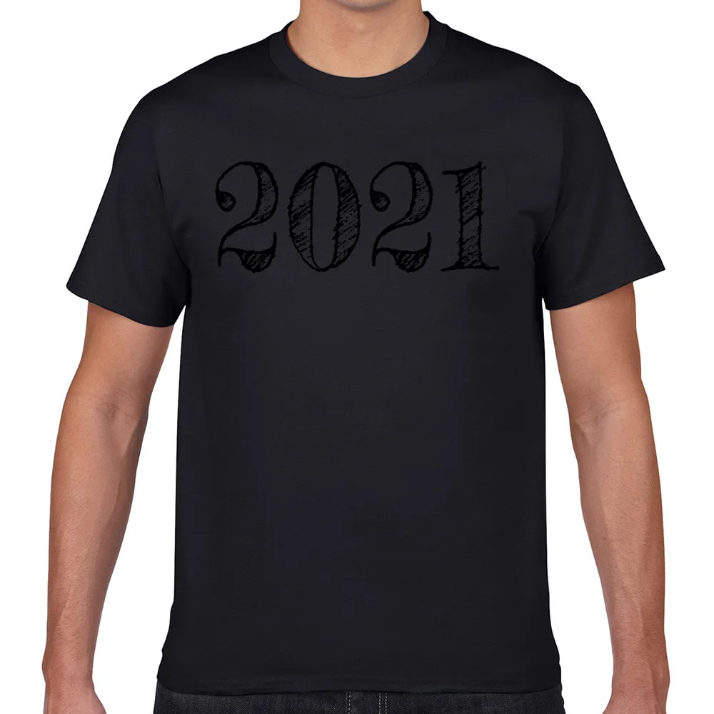 

Tops T Shirt Men the year 2021 happy new year 2021 idea Comic Inscriptions Geek Print Male Tshirt