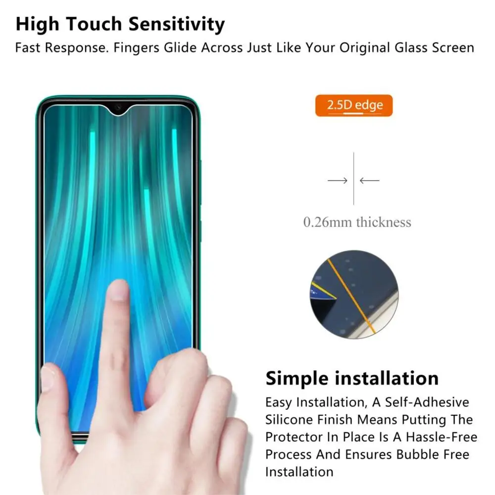 Закаленное стекло для Xiaomi Redmi Note 8 9H Взрывозащищенная защитная пленка экрана Pro 2 3