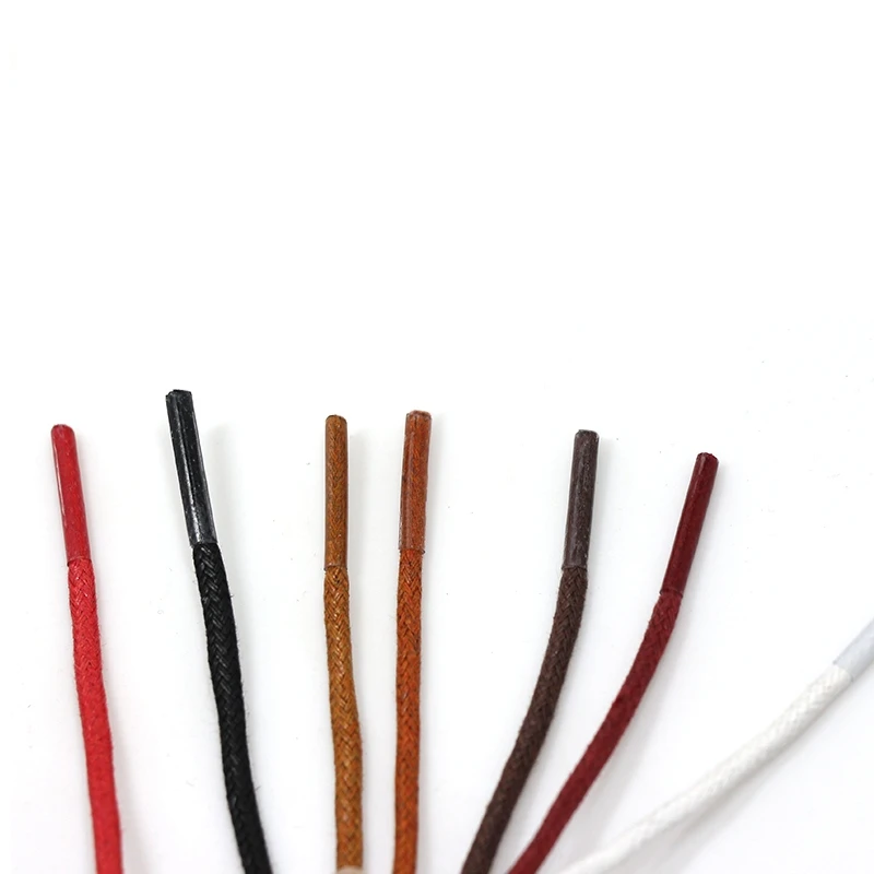 1 Pair Cotton Waxed Shoelaces Round Leather Waterproof Shoe laces Martin Boots Shoelace 12 Colors Shoestring 80 100 120 140CM P2