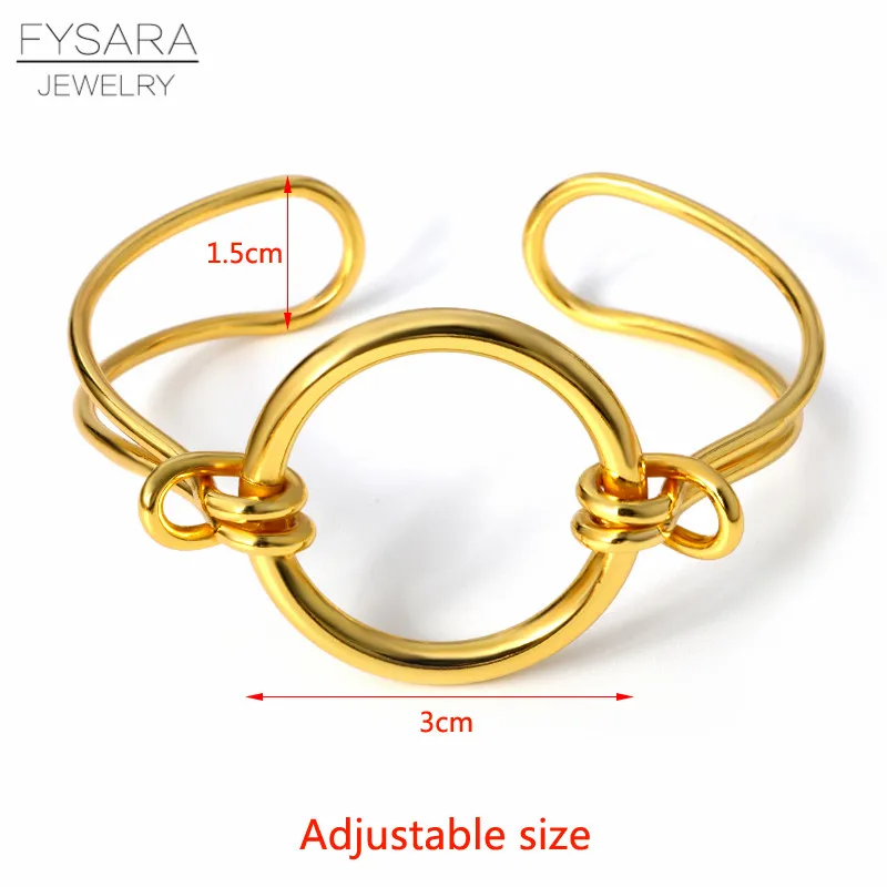 Большой наручный браслет FYSARA для женщин и мужчин золотистый с узлом - купить по