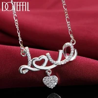 doteffil 925 sterling silver 18 inch aaa zircon heart shaped love pendant necklace for women fashion wedding party charm jewelry