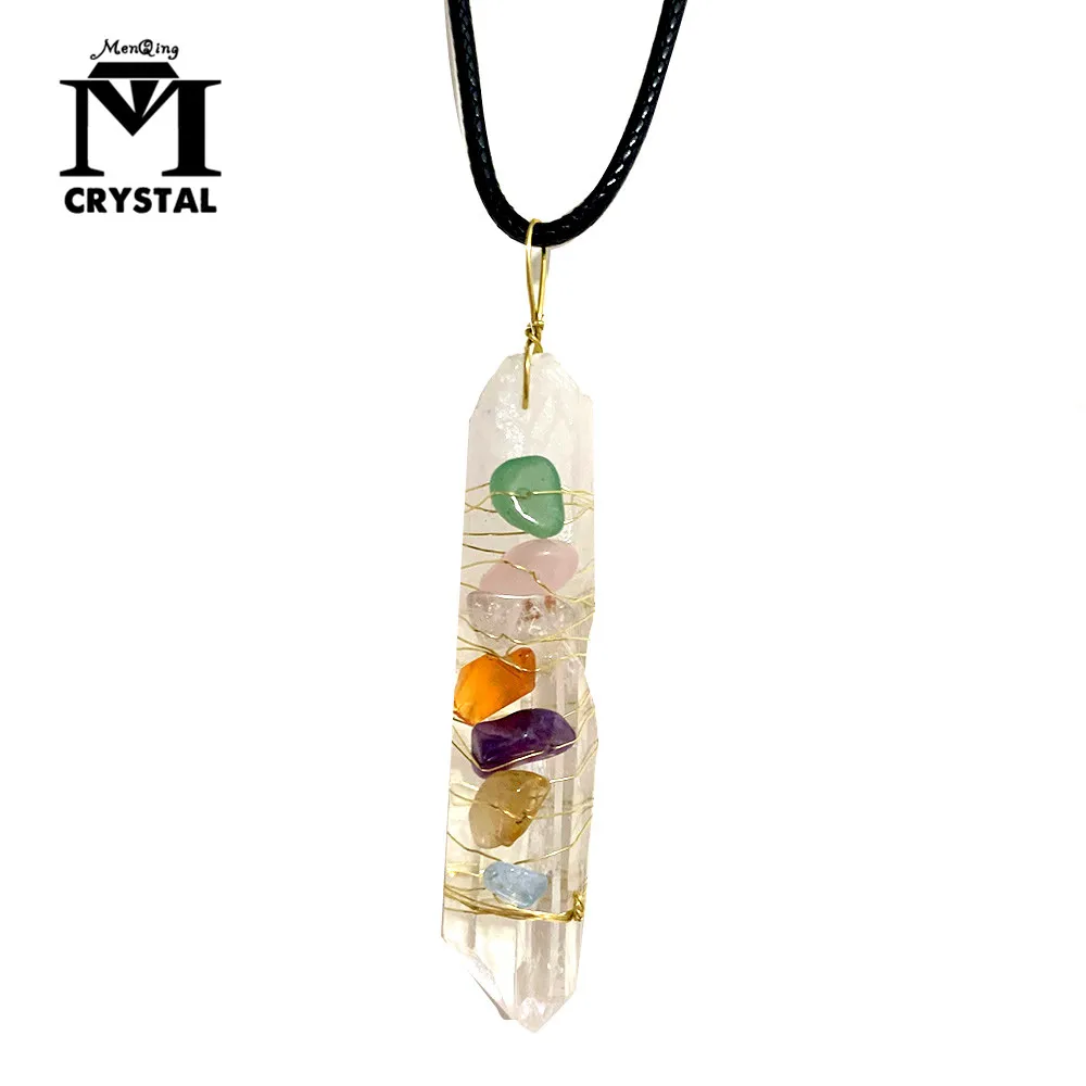 

Натуральный прозрачный кварцевый кристалл чакра целебная точка кулон шестиугольная палочка лечение камень драгоценный камень ожерелье по...