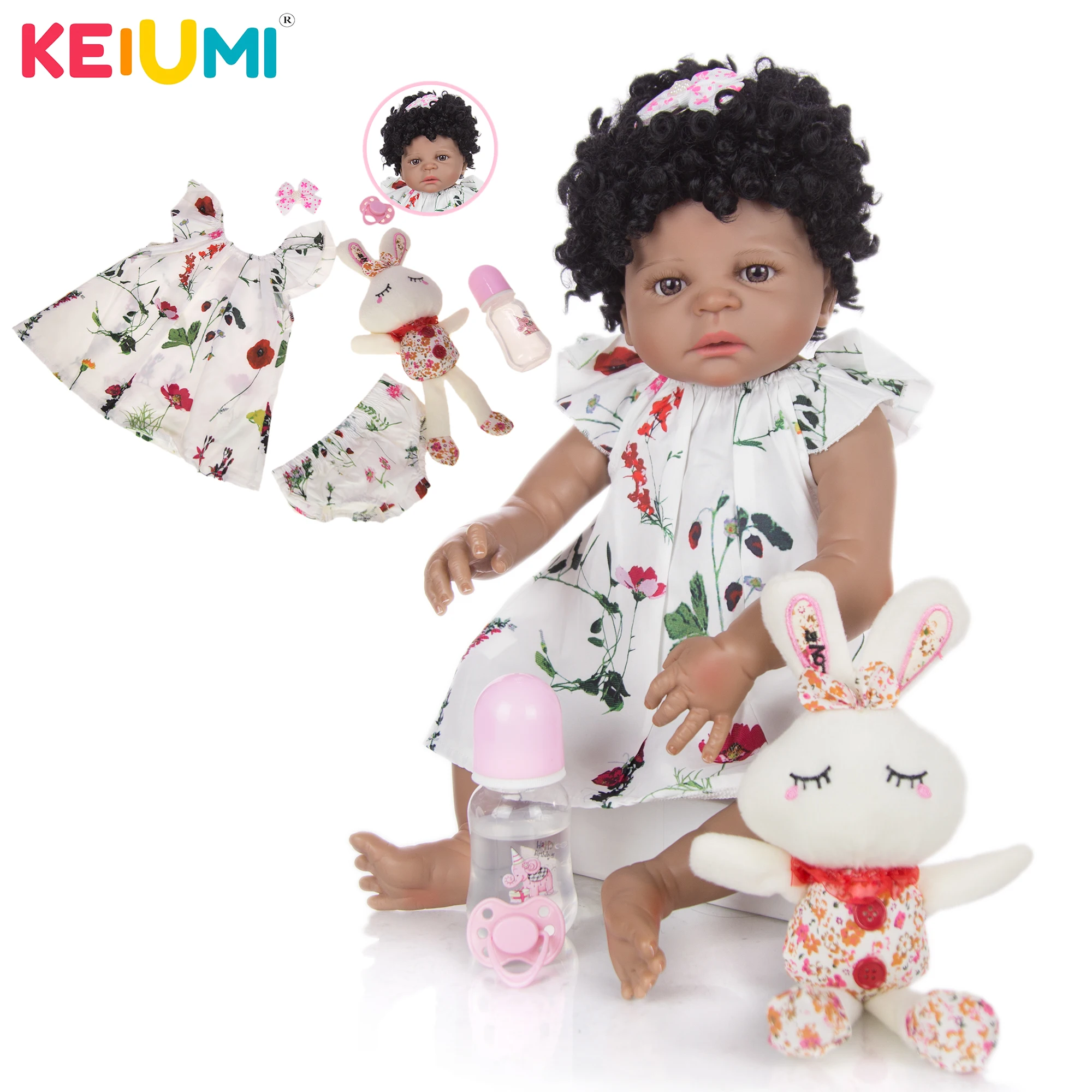 

Силиконовые куклы Новорожденные KEIUMI на все тело, 23 дюйма, куклы-Младенцы из черной кожи, куклы-Младенцы для девочек, игрушки, подарки на день ...