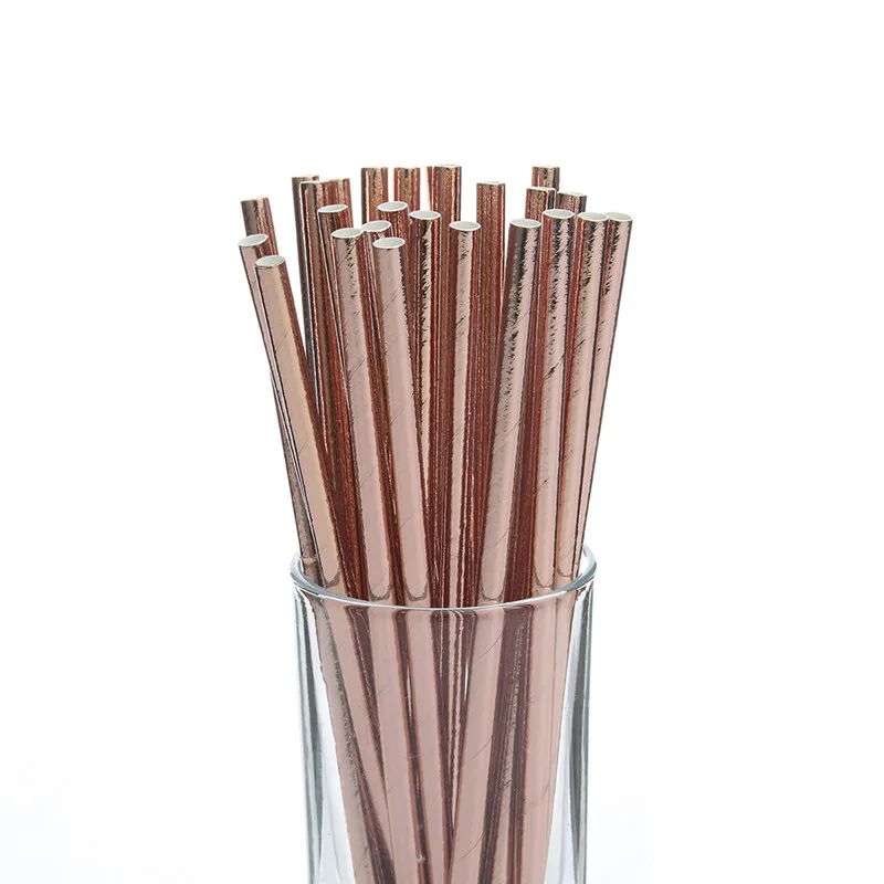 Одноразовая посуда из фольги бумажные соломинки для напитков розового и