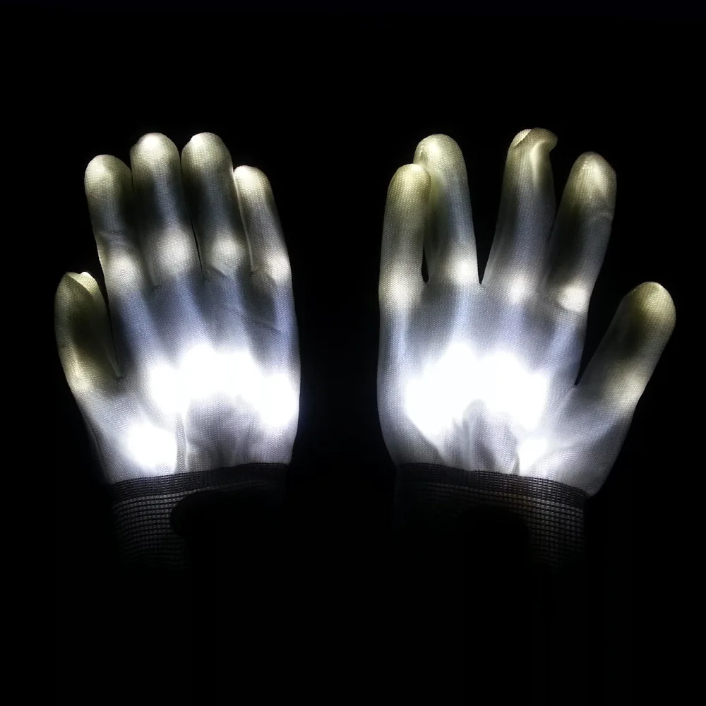 Cool LED Rave Flashing Gloves Glow Light Up Finger Tip Lighting Glove Christmas halloween wedding decoration | Дом и сад