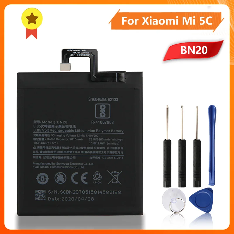 

BN20 Phone Battery For Xiao mi 5C M5C BN20 2860mAh Replacement Battery + Tool