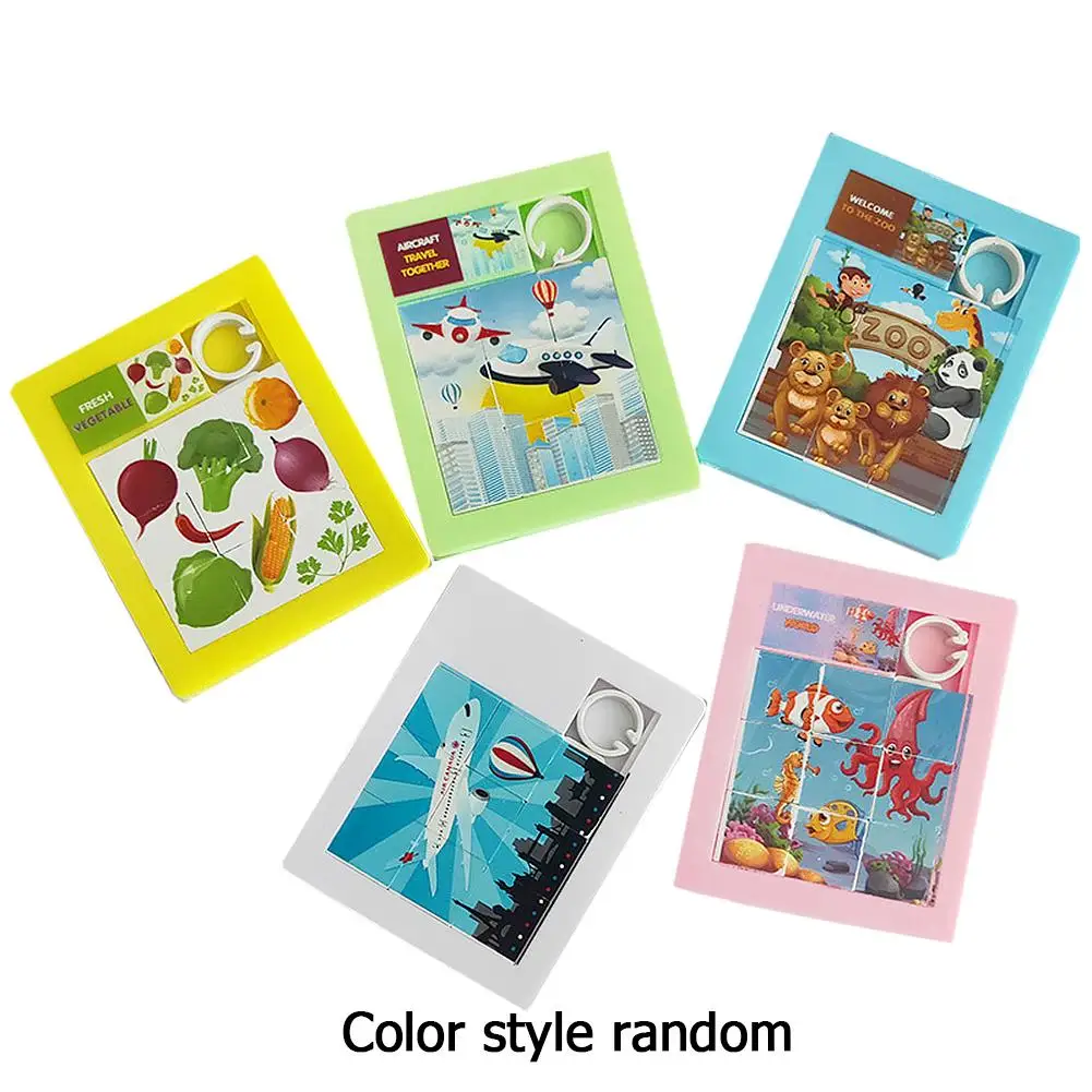 

Cartoon DIY 9 Grid Flat Jigsaw Moving Puzzle Kids Educational Toys Random