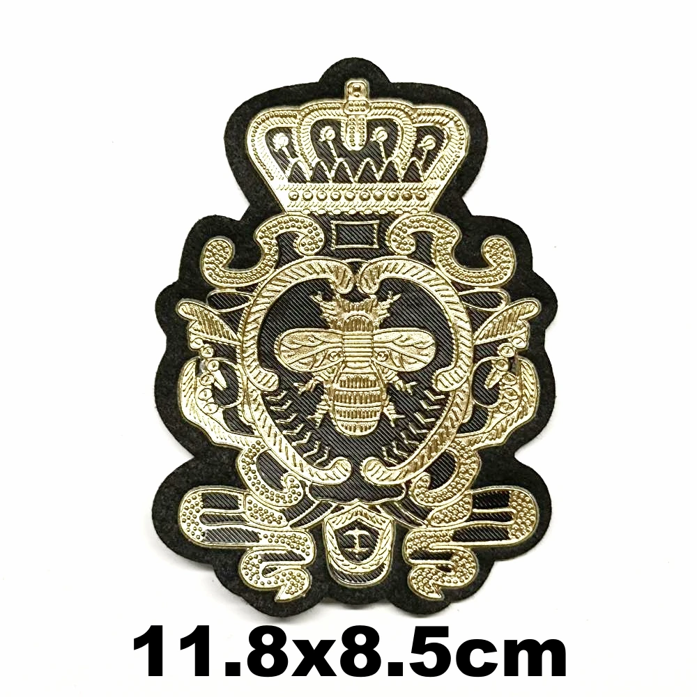 

Design PVC silk screen printing hot stamping crown bee snake patches for clothing HE-3416