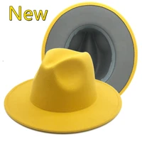 new color yellow gray fedora hat unisex hat fedora hat gray yellow felt hat unisex activity hat fashion hat orange hat %d0%bf%d0%b0%d0%bd%d0%b0%d0%bc%d0%b0