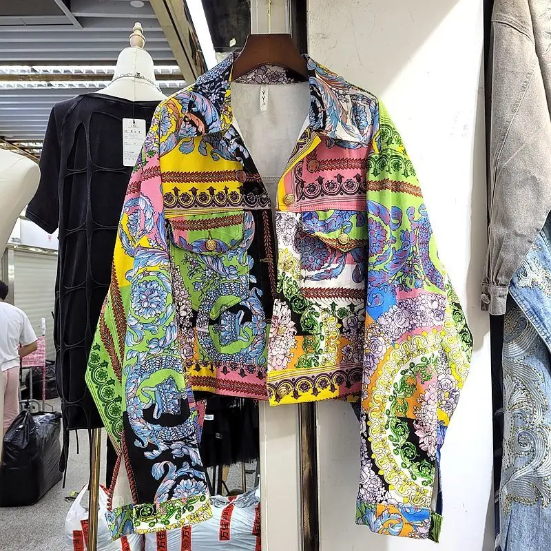 

Printed Jacket Coat 2021 New Spring Autumn Vintage Single-breasted Short Casual Workwear Jacket Streetwear Women Coat Tide Brand