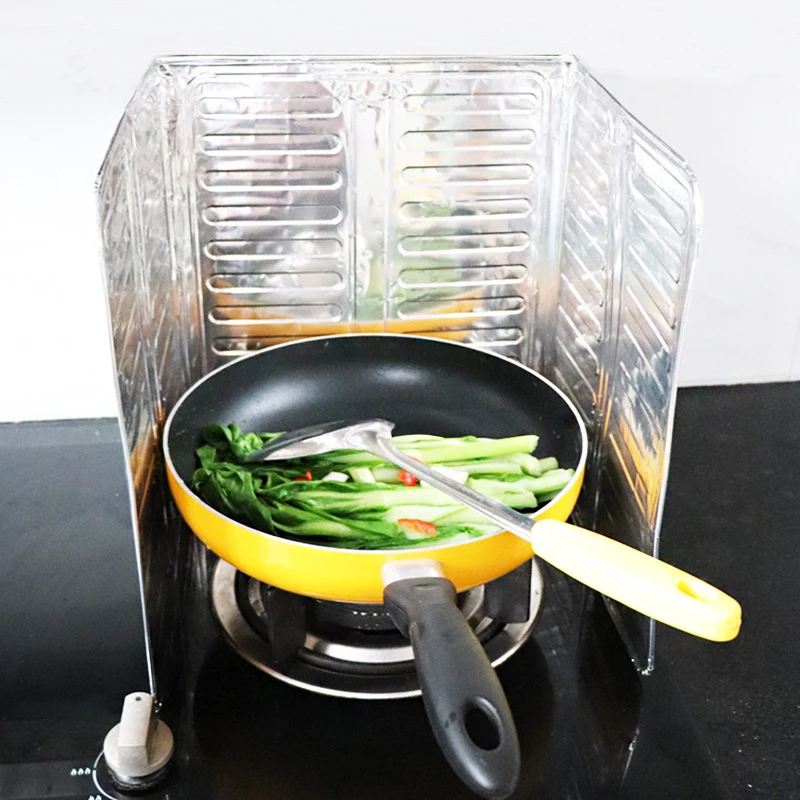 

Kitchen Cooking Baffle Aluminum Foldable Stove Splatter Screens Frying Oil-Proof Protection Baffle Heat Shield Thermal Baffle