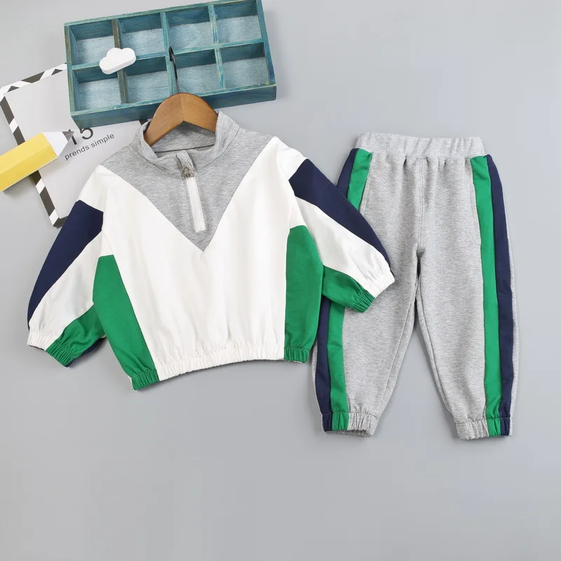 Kids Clothes Boys 2-Piece V Sweatshirt + Cotton Pants with Side Stripe Set Children Toddler Boy Spring Autumn Clothing | Детская одежда