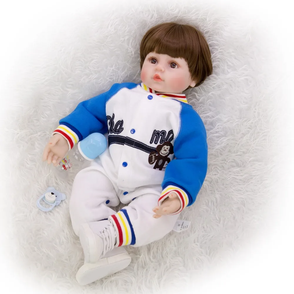 

58 cm 1.8KG SIlicone boy Reborn Babies Doll girls Toys Lifelike short hair Newborn Simulation Baby Doll Bebe Reborn de kids gift
